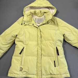 JACKET PUFFER HOODED Down BLEND WOMEN SM  NEON W‎ Removable Hood Zipper